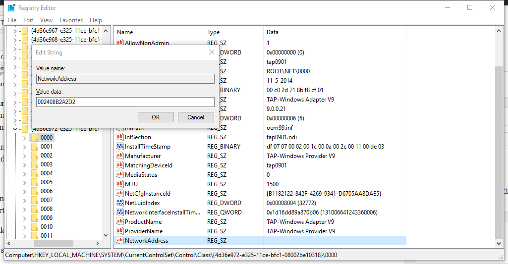 Mengubah MAC Address (Registry Editor)