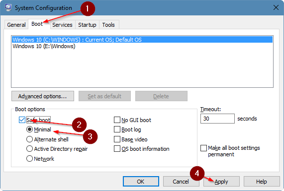 System Configuration Windows 10 (msconfig)