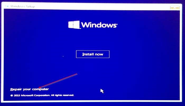 Tampilan Install Windows 10 (Install Now)