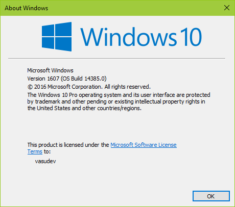 Windows 10 build 14385