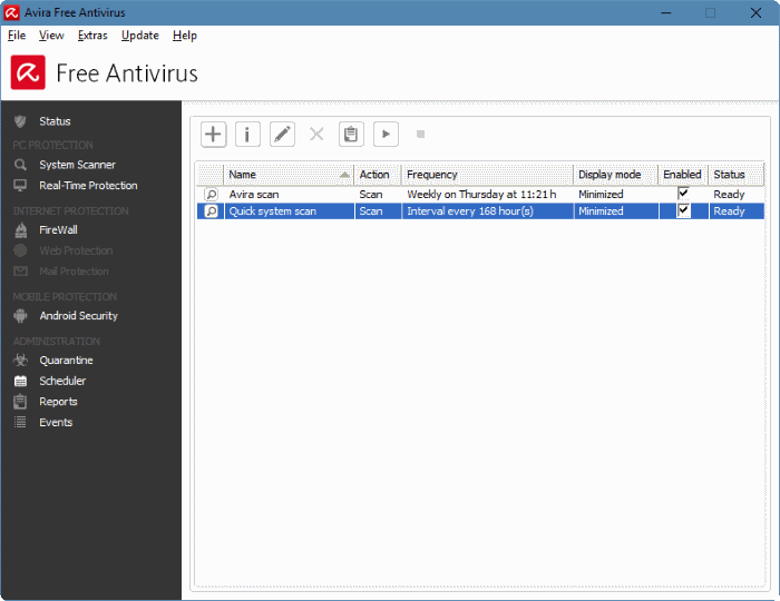 Scheduled scan Avira Antivirus
