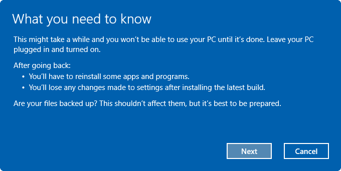 Uninstall Windows 10 Anniversary Update