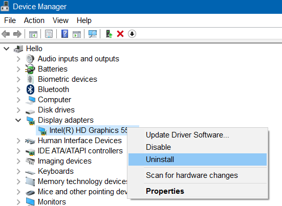 Device Manager - Uninstall