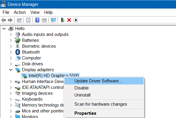 Device Manager - Update Driver Software