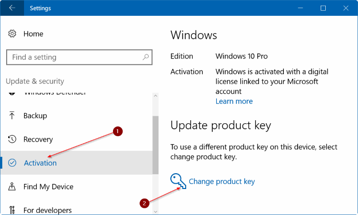 Activation - Change Product Key