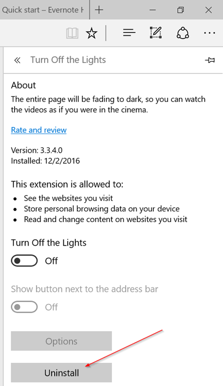 Uninstall Extension Microsoft Edge