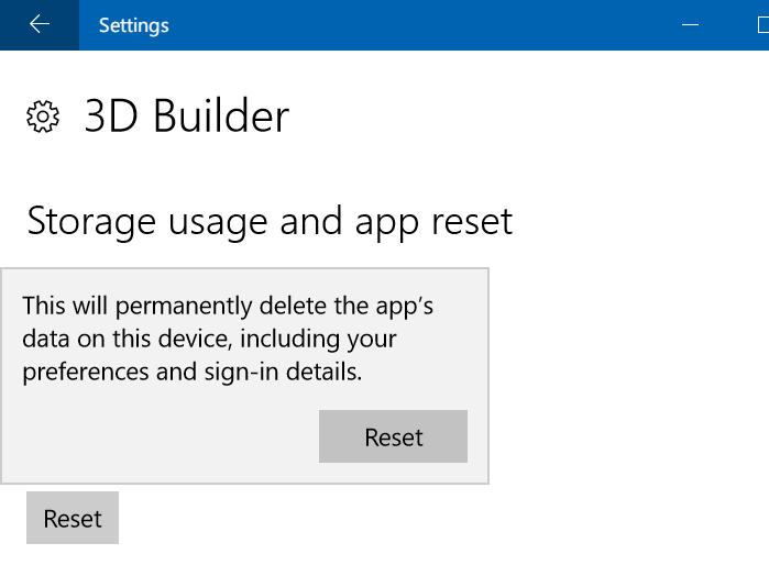 Reset Windows 10 Apps