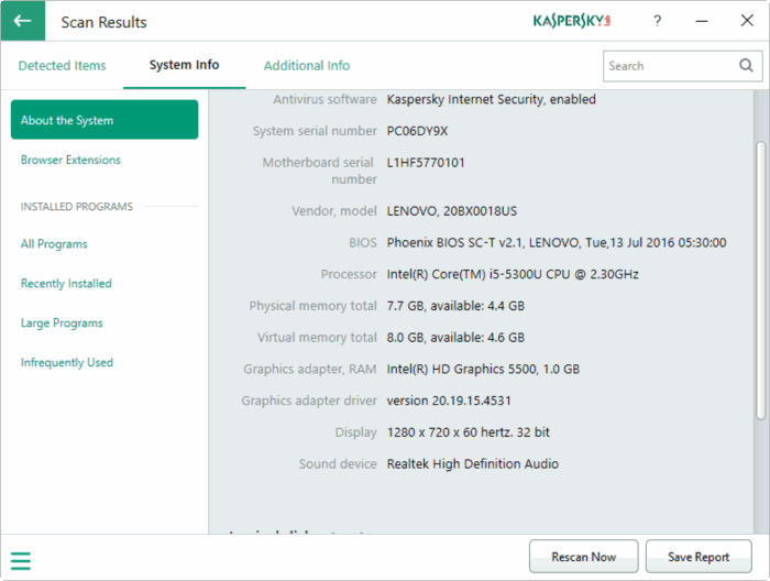 Kaspersky System Checker