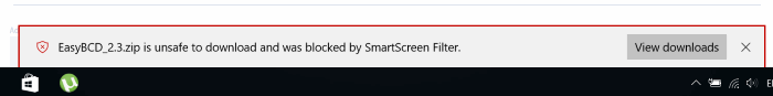 This unsafe download was blocked by SmartScreen