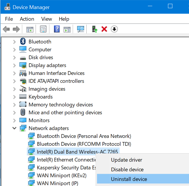 Device Manager - Uninstall device