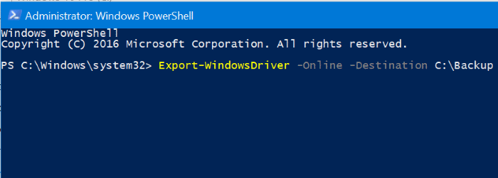 Backup driver Windows 10 PowerShell