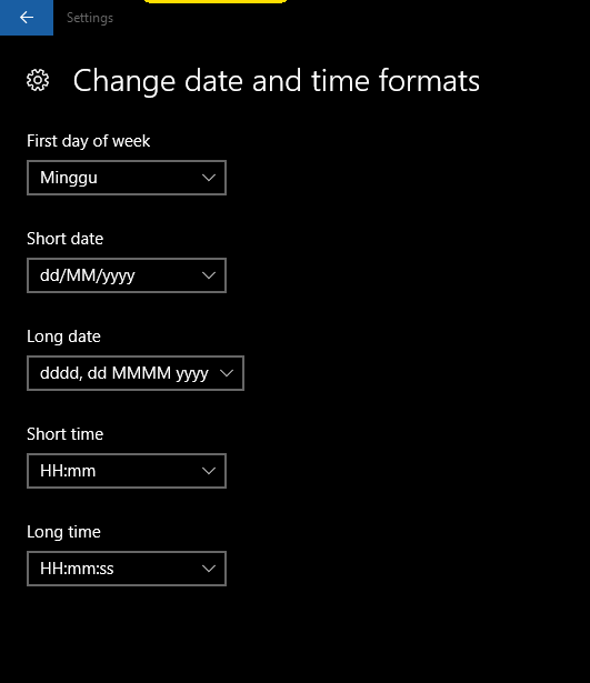 Change date and time formats