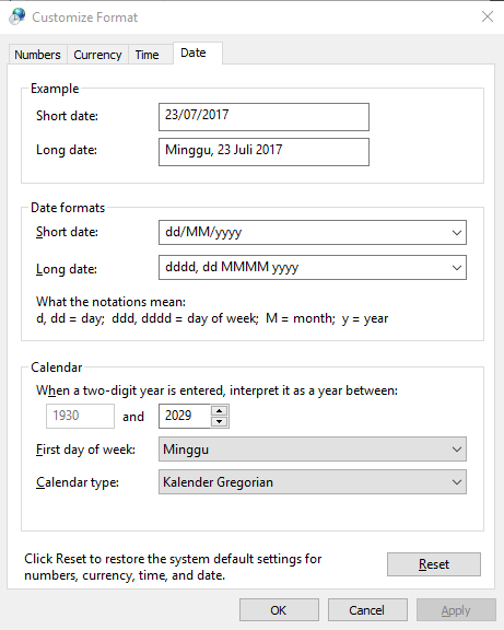 Change date, time, or number formats