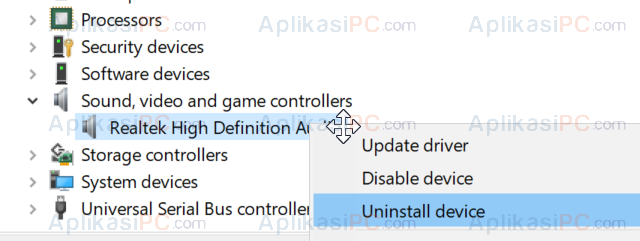 Uninstall Driver Realtek