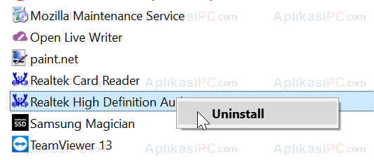 Uninstall Driver Realtek