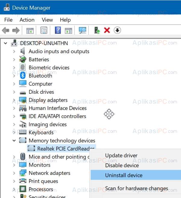 Device Manager - Uninstall Device