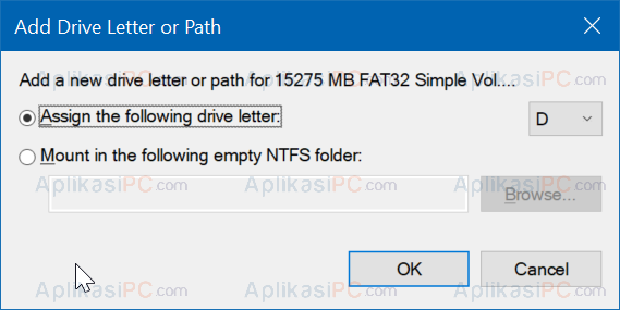 Disk Management - Add Drive Letter