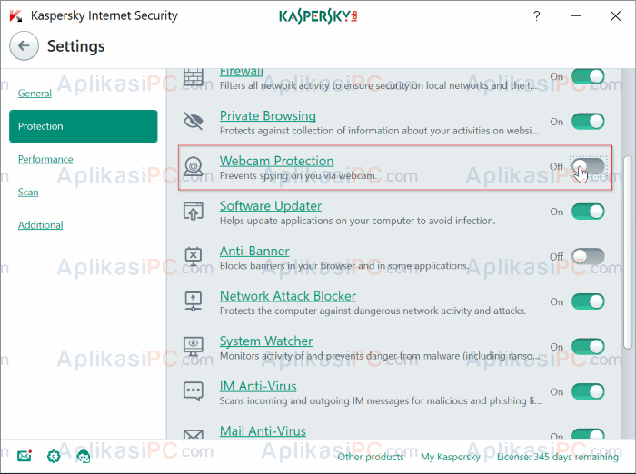 Kaspersky Internet Security - Webcam