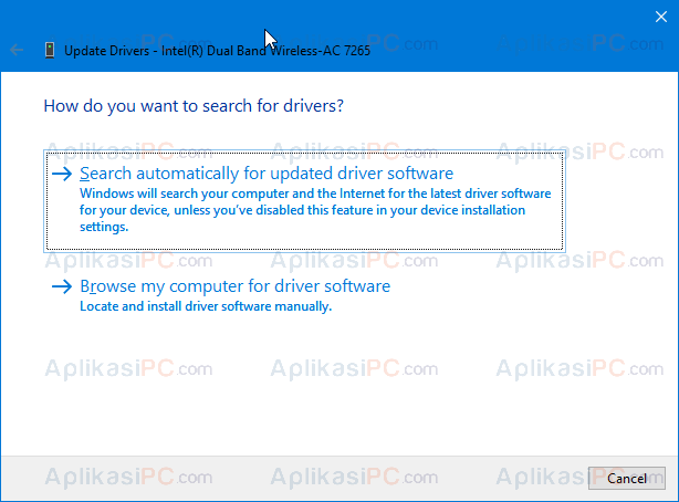 Device Manager - Update Driver - Search automatically for updated driver software