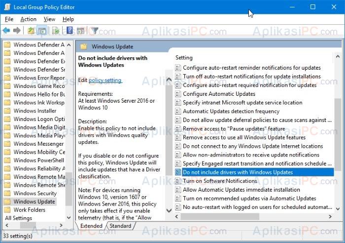 Group Policy - Do not include drivers with Windows Update