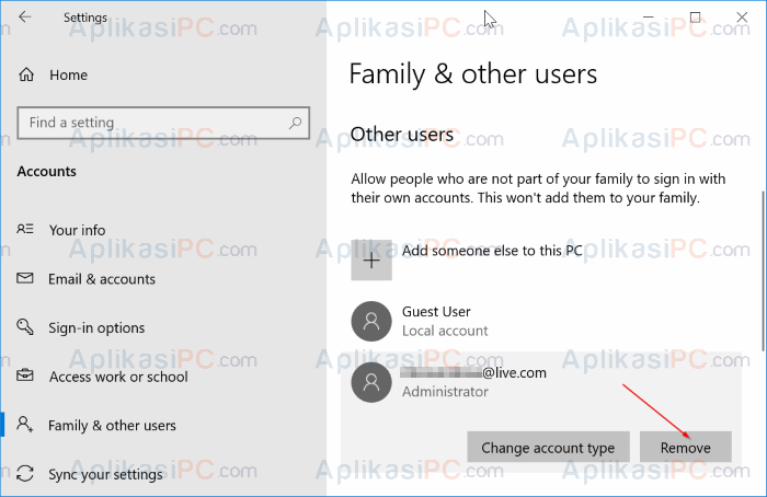 Hapus Akun - Family & Other Users