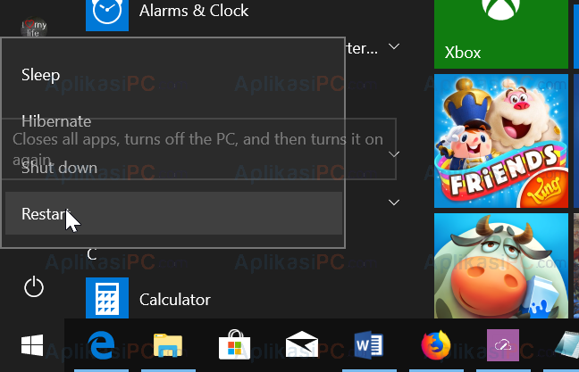 Start Menu - Shift - Restart