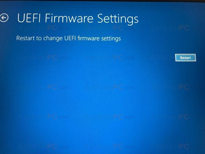 UEFI Firmware settings - Restart