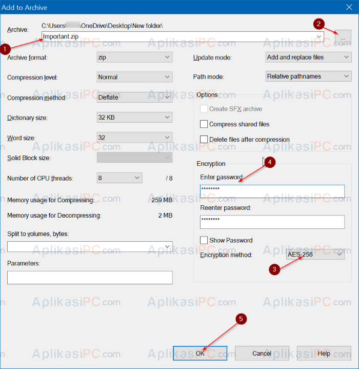 7-ZIP - Password File dan Folder