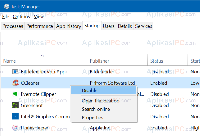 Disable Aplikasi Startup di Task Manager