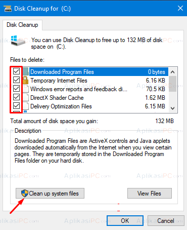 Disk Cleanup - Clean up system files