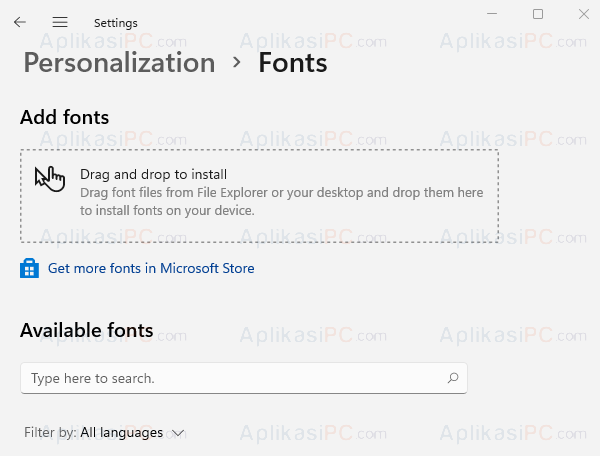 Settings - Personalization - Fonts - Add fonts