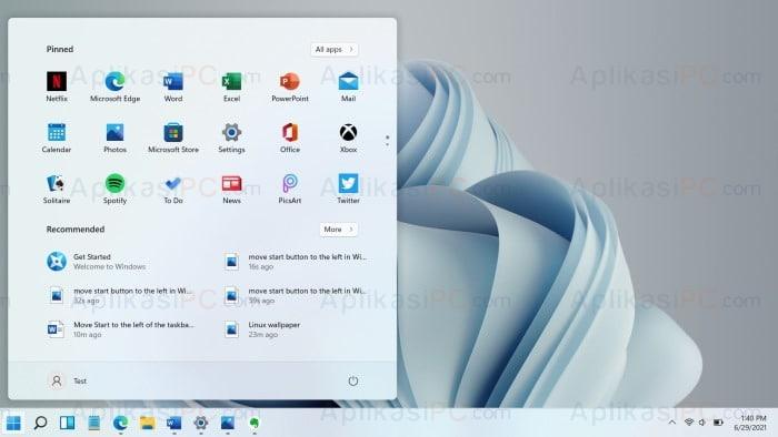 Taskbar Start Menu Windows 11