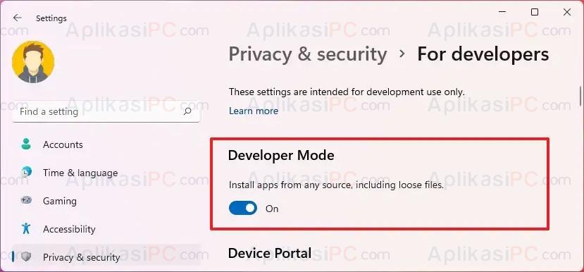 Mengaktifkan Developer Mode Windows 11