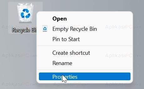 Recycle Bin - Properties @ Windows 11
