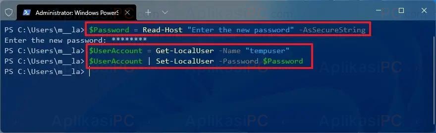 Ganti password Windows 11 - PowerShell