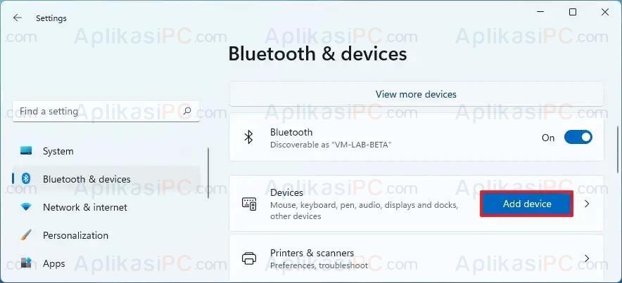 Settings - Bluetooth & devices