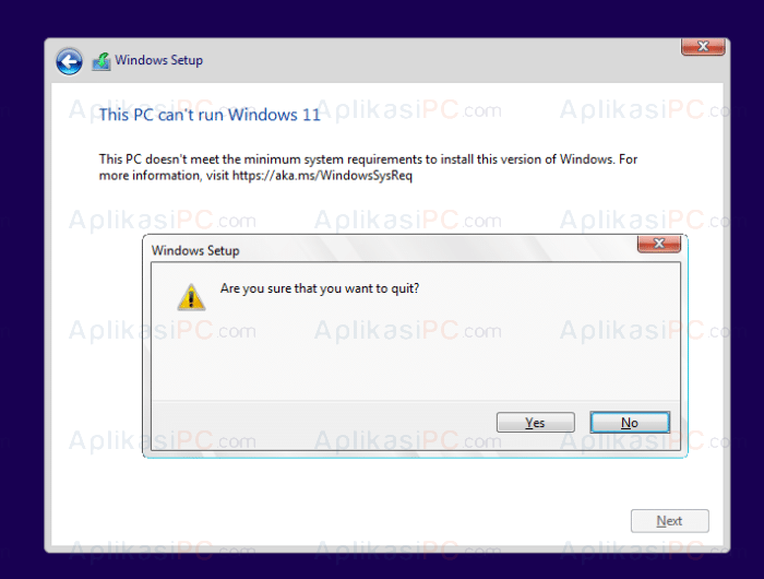 This PC cannot run Windows 11 - Quit